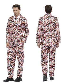 

Men's Candies Printed Suit for Carnival Party Celebration Theme Party 4pcs Outfit for Halloween Make Up Party Stage Performance