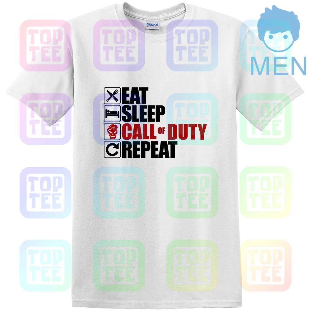 MEN-WHITE Eat Sleep Call Of Duty Футболка-игровой Xbox Ps4 nintendo подарок на день рождения Рождественский топ - Цвет: MEN-WHITE