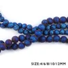 WLYeeS-perles rondes en pierre de lave bleue, pour la fabrication de bijoux, pour la fabrication de colliers Bracelet à bricoler soi-même, 4, 6, 8, 10mm ► Photo 3/5