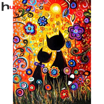 

Huacan Full Square/Round Diamond Painting Cat Art 5D DIY Diamonds Embroidery Cartoon Kits Decorations Home