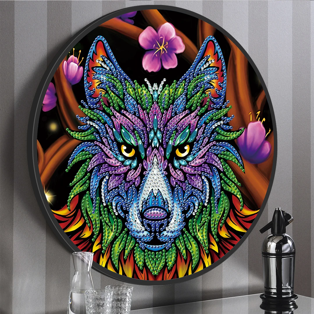 HeeBenor Фабрика магазин Фреска Tessles Алмазная картина волк узор DIY Алмазная вышивка украшение дома стены с коробкой и рамкой