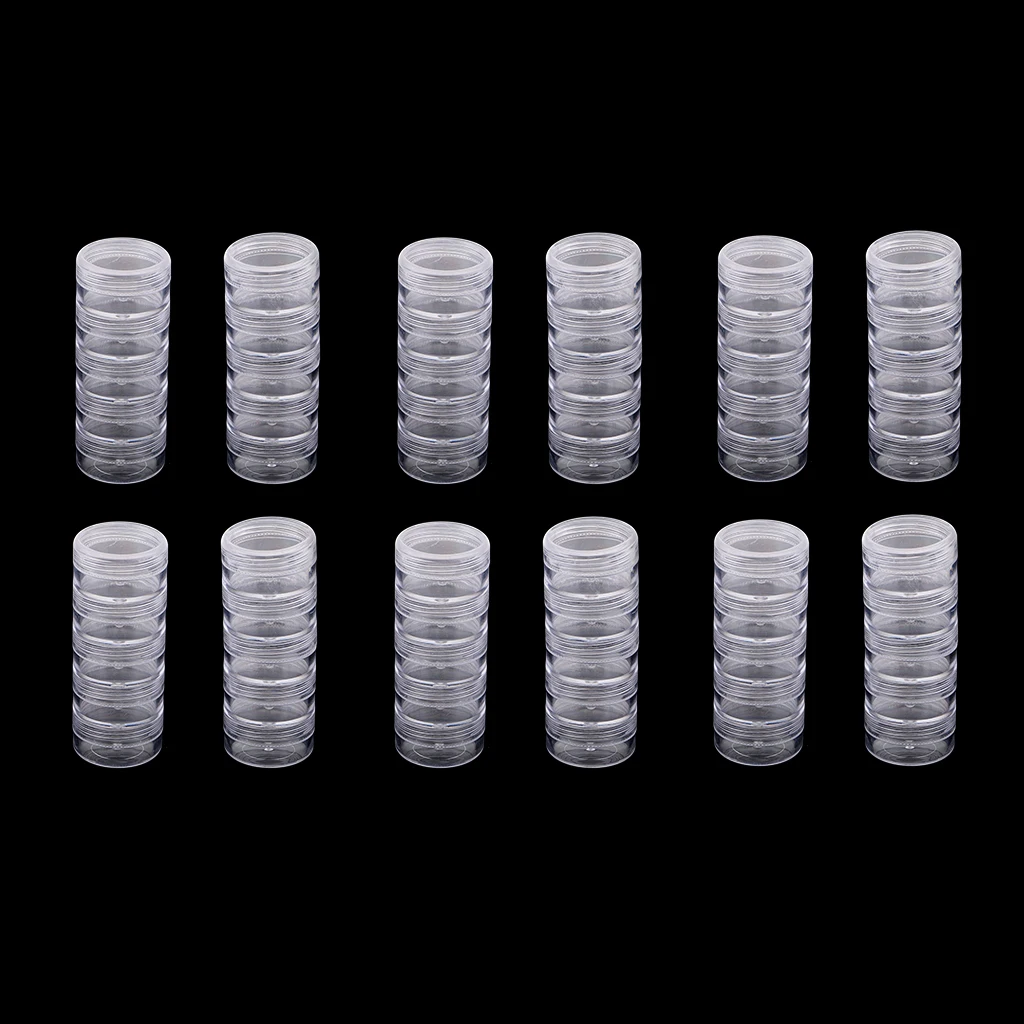 12Set 5 Stackable Clear Screw Top Jar Storage Containers Craft Jewelry Bead Box