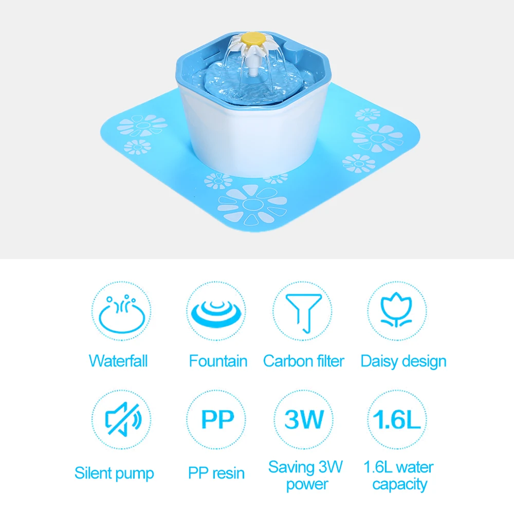 DADYPET автоматический фонтан для воды в виде кошки 1.6L Электрический фонтан для воды для собак поилка для домашних животных с подушечкой для питья домашних животных