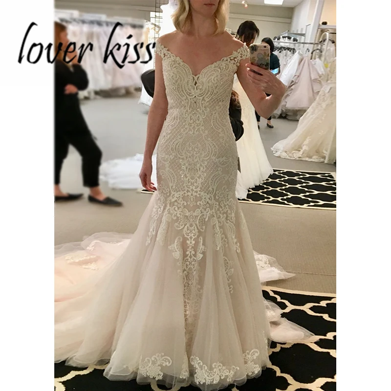 Lover Kiss Vestido De Noiva великолепное свадебное платье русалки с открытыми плечами Африканский Свадебный наряд
