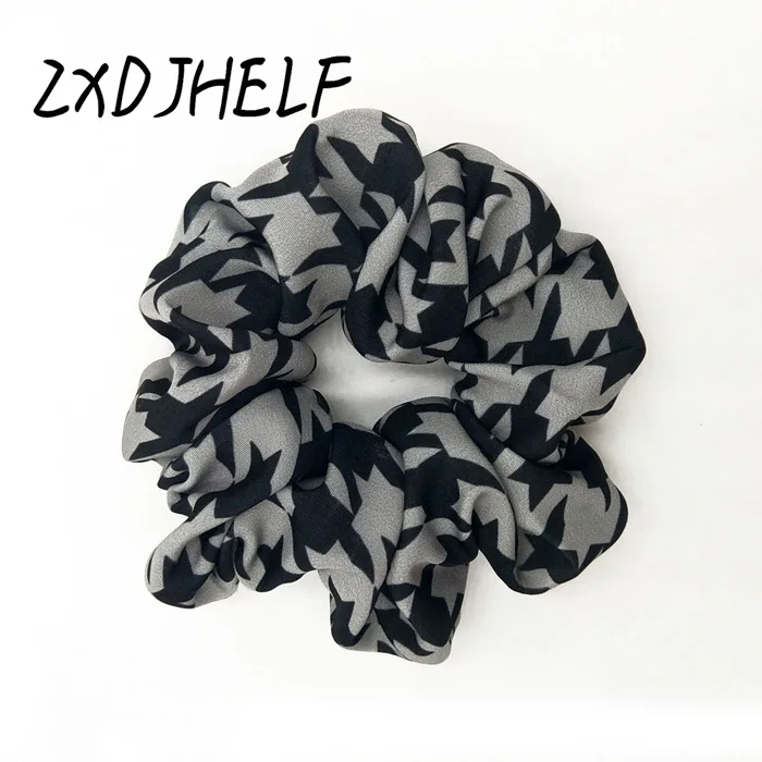 ZXDJHELF модная эластичная, для волос для девочек; Мини-Юбка Для женщин резинка для волос с рисунком «гусиные лапки» Головные уборы хвост держатель женские аксессуары для волос F529 - Цвет: Black Gary