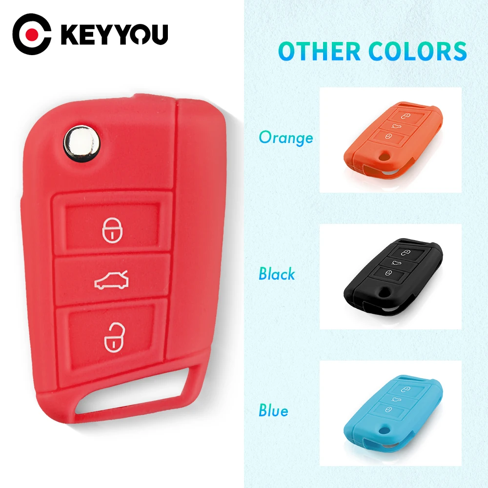 KEYYOU 3 кнопки для VW GOLF MK7 SKODA OCTAVIA SEAT LEON COMBI IBIZA CUPTRA дистанционный ключ силиконовый