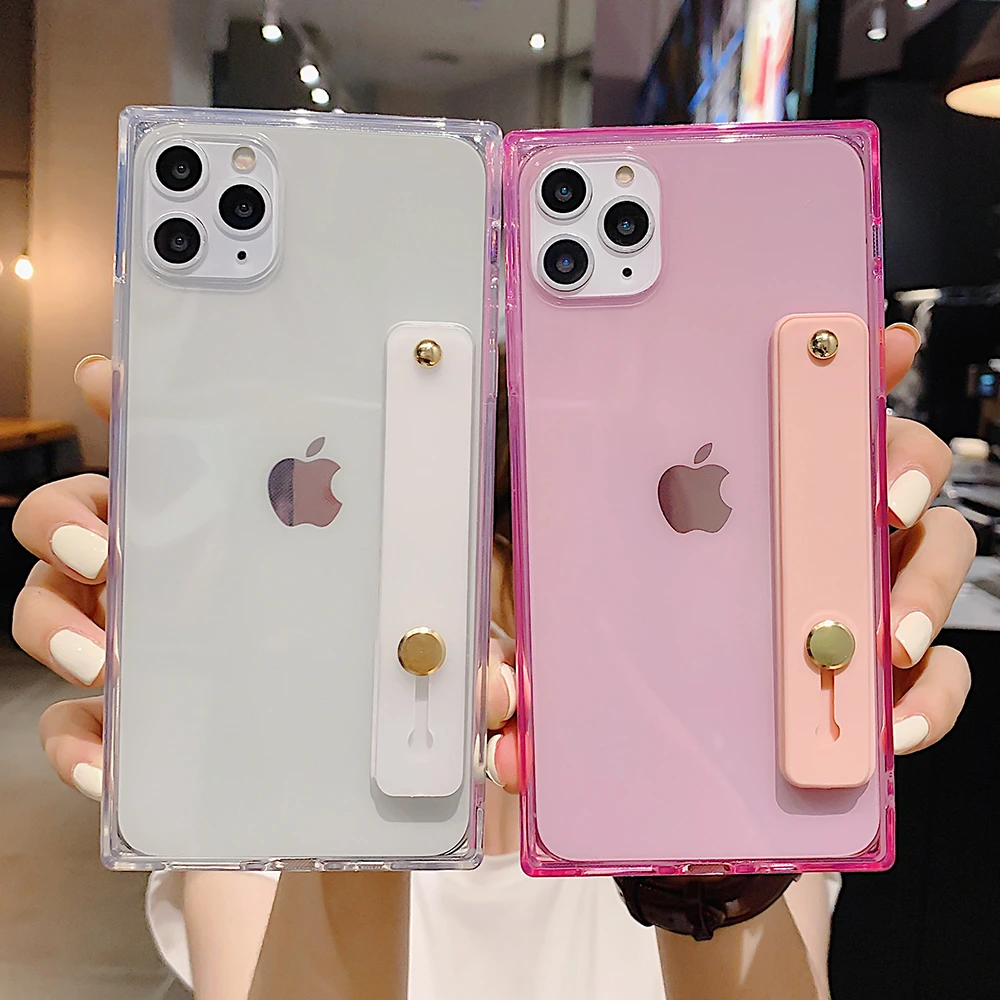 Square Design Fluorescent Phone Case For Samsung Galaxy S Plus 1 0 A51 S10e S9 Wrist Strap Holder Soft Silicone Back Cover Phone Case Covers Aliexpress