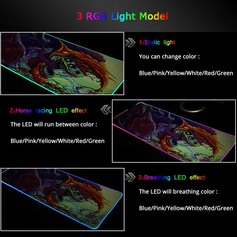 350 250 4MM Led Rgb Lighting Gaming Mousepad XL Gamer Mat Beast for PC Computer 4
