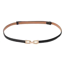 เข็มขัดหรูหราฤดูร้อนง่ายอเนกประสงค์แฟชั่นผู้หญิงเข็มขัดหนังผอมบางผอมยืดหยุ่นทองเข็มขั...(China)