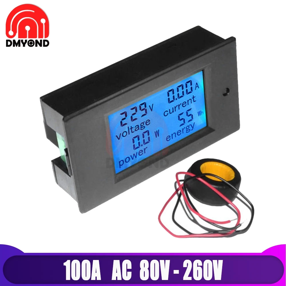 DC 100V 10A 12V lcd цифровой измеритель напряжения Volte измеритель напряжения тока Питание мультиметр Амперметр Вольтметр для мотоциклов - Цвет: 100A AC 80-260V