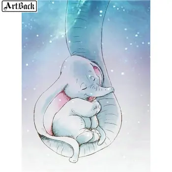 

ARTBACK New Diamond Painting Elephant Nose Baby Elephant 5d Full Square/round Diamond Mosaic Crafts Embroidery Sticker Home Deco