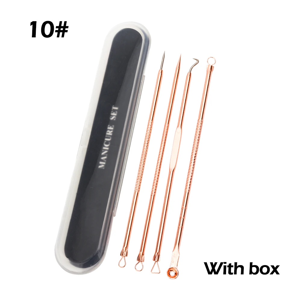 

4pcs Stainless Steel Blackhead Remover Needle Tool Kit Professional Blackhead Acne Comedone Pimple Blemish Extractor Beauty Tool