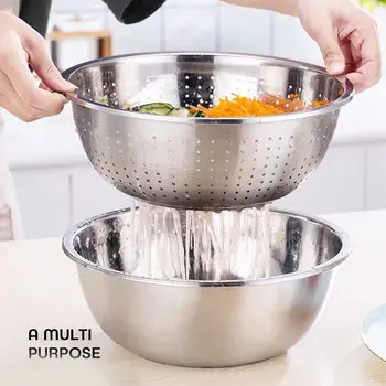 

Multifunctional Stainless Steel Basin Drain Basket Vegetable Cutter 3 in 1 Kitchen Julienne Grater FAS6