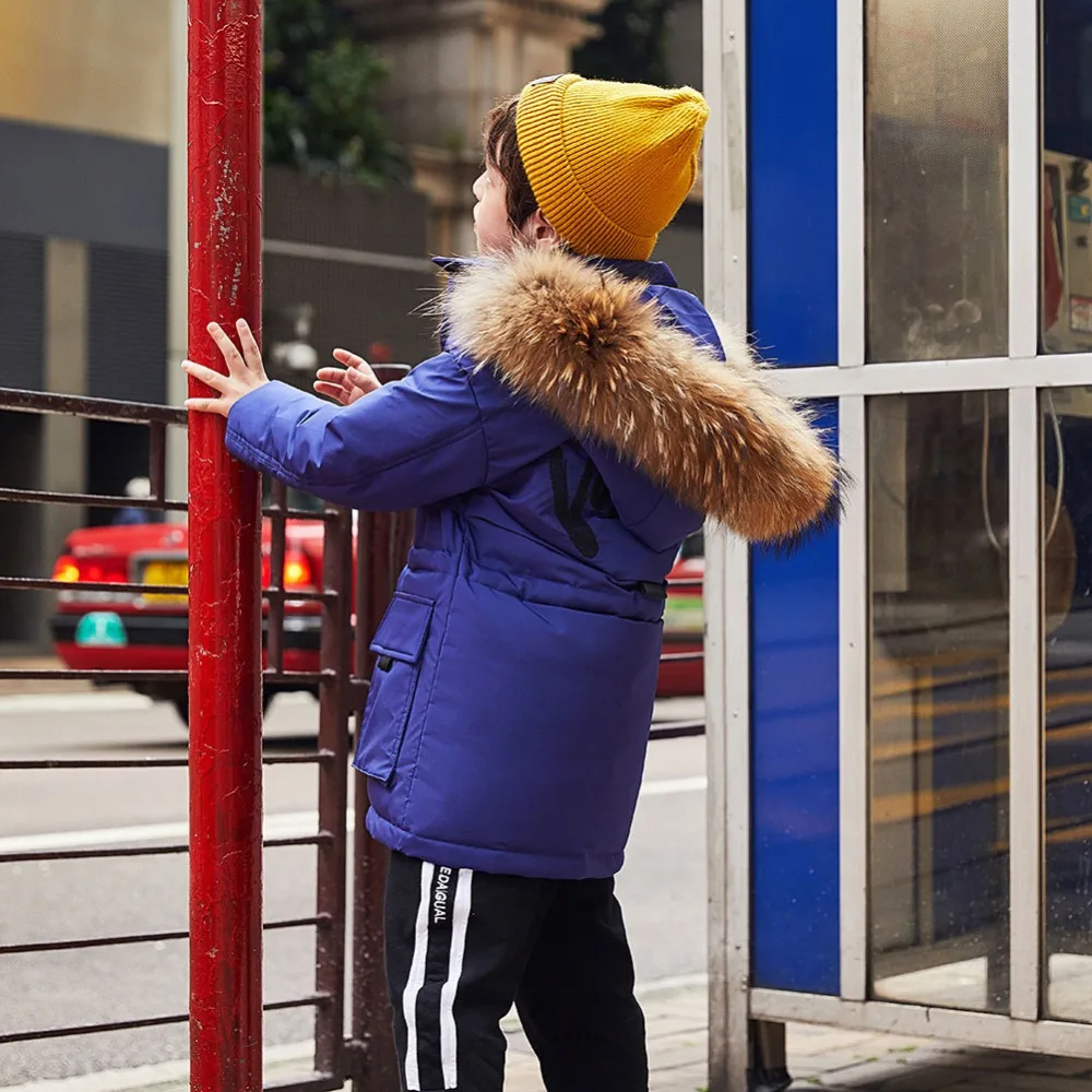 Autumn Winter Boys Jackets Fur Collar Baby Girls Down Coat Casual Children Hooded Outwear Girls Winter Down Jackets