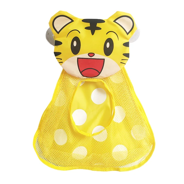 Baby Bath Toys Cute Duck Frog Mesh Net Toy Storage Bag Strong Suction Cups Bath Game Bag Bathroom Organizer Water Toys for Kids Tiger