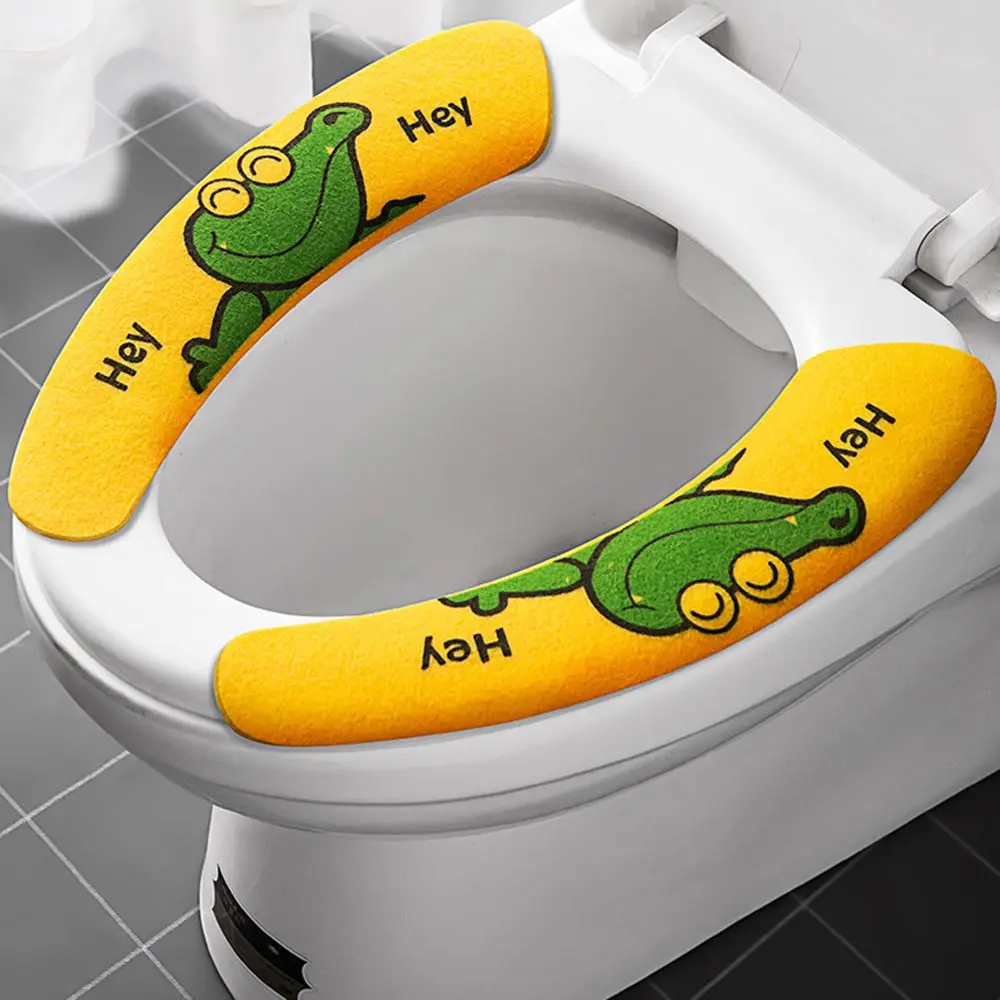 1Pair Washable Bathroom Warm Plush Toilet Seat Filling Soft Health Sticky Household Mat Seat Cover Portable Reusable Cushion toilet seat cover toilet mat toilet seat cushion toilet mat set toilet accessories