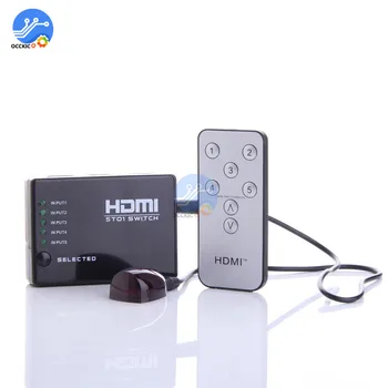 

5 to 1 HDMI Switch Selector 5 In 1 Out 5Port Switcher Splitter with IR Remote Control 1080p for HDTV DVD HDMI Adapter