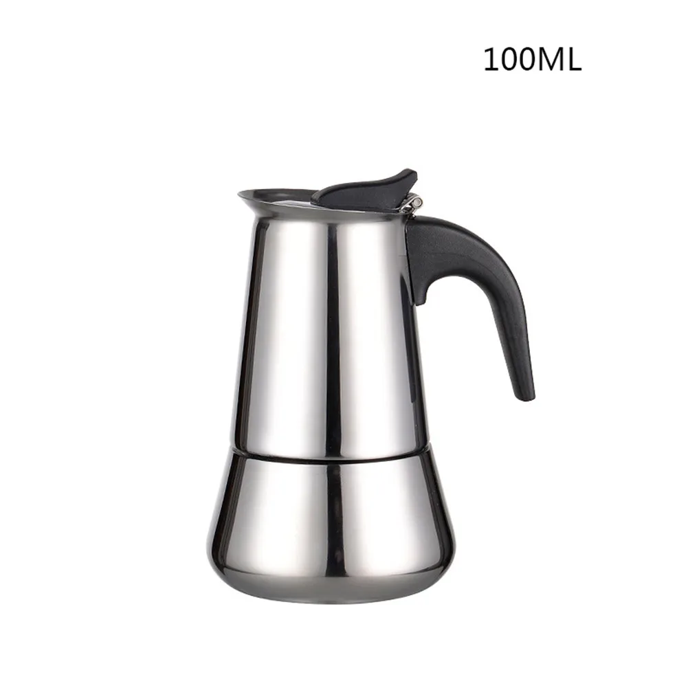 Портативный эспрессо горшок для заваривания кофе из нержавеющей стали Кофеварка чайник для Pro Barista DNJ998 - Цвет: 100ml Cone type