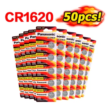 

PANASONIC 50Pcs 3V Lithium Battery Button Coin Cell CR1620 LM1620 DL1620 ECR1620 5009LC For Main Board Remote Control Toy
