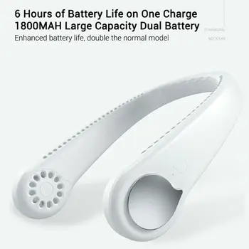 

Outdoor Hanging Neck Fan Leafless Mini Portable Fan USB Rechargeable Lazy Cooling Neck Fan Pocket Quiet Ventilator