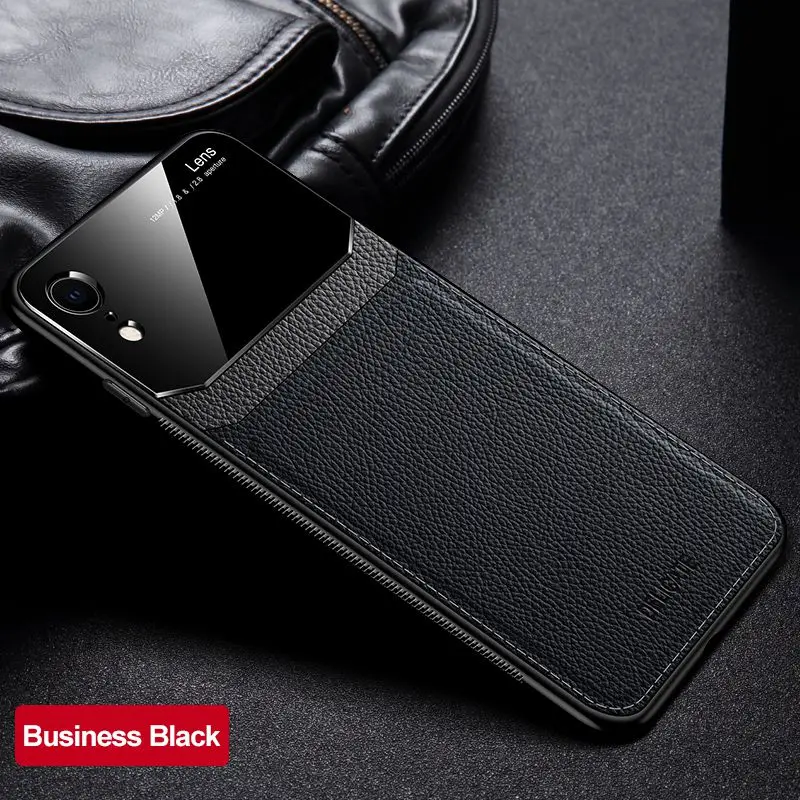 black Кожаный чехол для Iphone X Xr, для Iphone 7, 8, 7 plus, 8 Plus, из искусственной кожи, анти-осенний чехол для Iphone Xs max, роскошный, 11 Pro, Max, зеркальный - Цвет: black