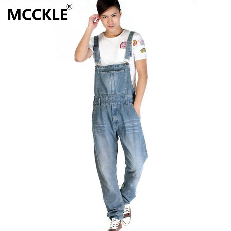 High Waist Blue Washed Straigth Trousers For Men Men's Strap Overalls Jeans Long Bib Pants Plus Size 5XL Streetwear Male Clothes