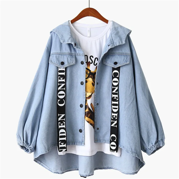 Coat Female Autumn Fashion Korean-style Cowboy Hooded Retro Short Loose-Fit Versitile Fashion Coat