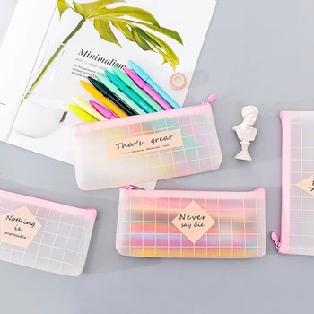 

Small Fresh Simple Creative TPU Pink Pencil Case Stationery Storage Organizer Pencil Case School Supply Student Gift