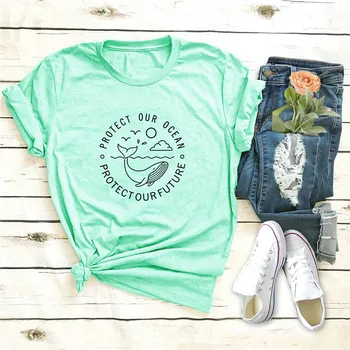 

Plus Size S-5XL New Ocean Print Women Shirts 100%Cotton TShirt O Neck Short Sleeve Tees Summer T Shirt Women T-Shirt Female Top