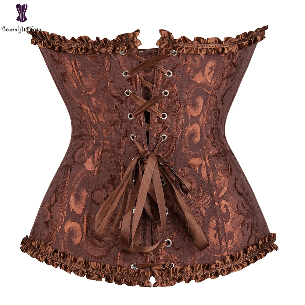 7 Colors Can Be Chosen Women Body Shaper Size XS To 6XL Vintage Pleated Corset Bustier With G String 810#