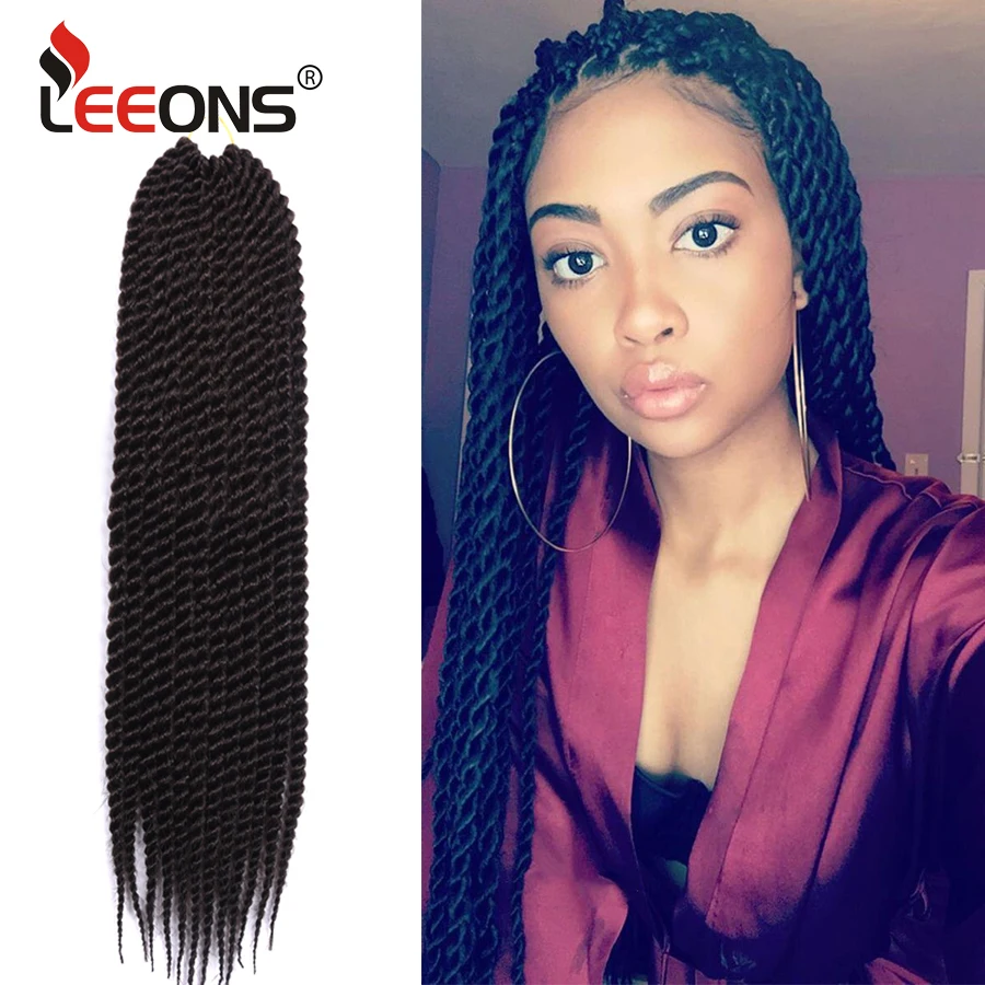 Leeons, мягкие, вязанные, крученые косички, синтетические волосы для наращивания, для женщин, Сенегальские, крученые волосы, 12 шт./упаковка, Длинные плетеные волосы