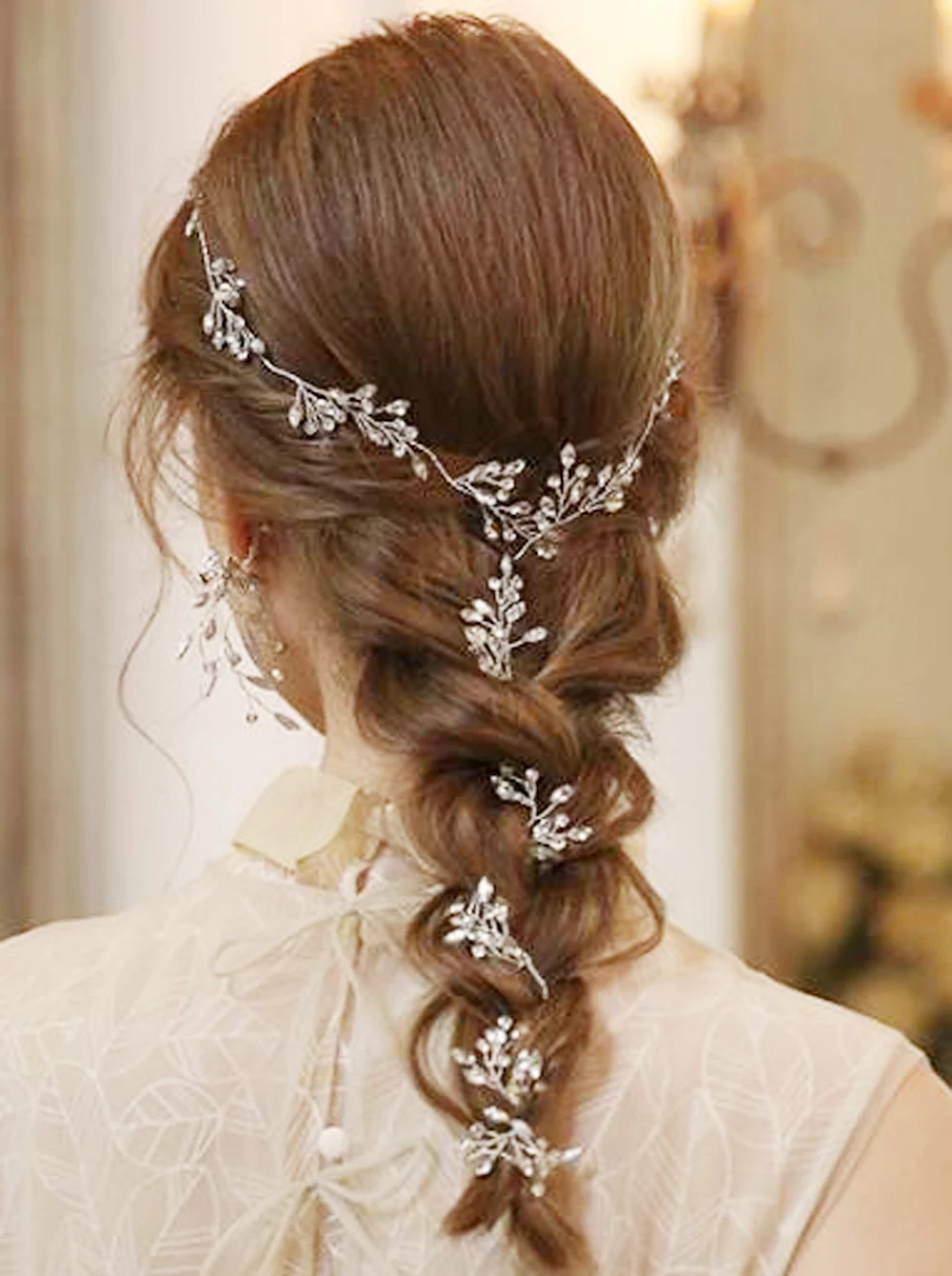 Bridal Silver Rhinestones Hair Vine Headband Wedding Head Jewelry Trendy Headpieces Prom Crystals Hair Accessories For Women
