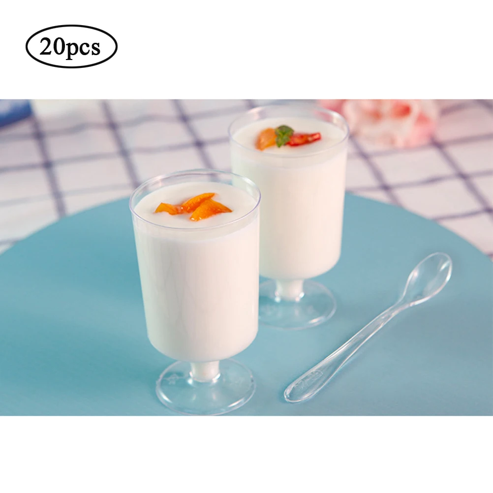 20pcs 100ml Mini Plastic Dessert Cups Clear Disposable Dessert