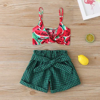 

Fahsion Girls Summer Sleeveless Camisole Shorts Two Piece Set 2020 Little Girl Infant Clothes Newborn Baby Outfit ropa de bebe