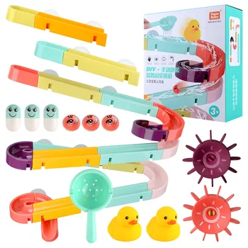 

Baby Bath Toys DIY Assembling Track Slide Suction Cup Orbits Toy Bathroom Bathtub Children Play Water Games Set for 3-6 years