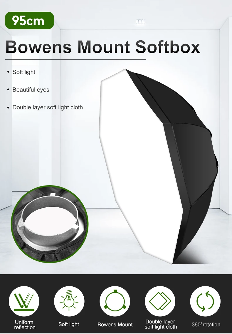 95cm Softbox Bowens Mount with White Diffuser Cloth Photography Accessories for