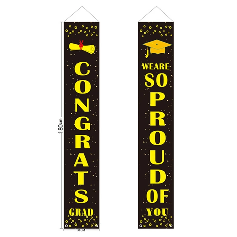 

2020 Congrats Grad Hanging Flags Banners Graduation Decorations Letter Background Door Couplet Home Mall Personalize Party Flag