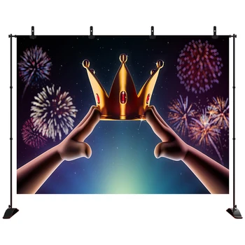 

Birthday Photography Background Birthday Party Color fireworks Backdrop Ruby crown Decor Photocall Backdrop Photo Studio