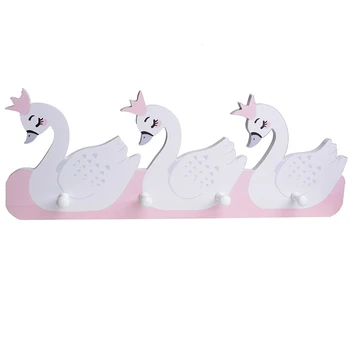 

Nordic Lovely Wood Swan Bear and Rabbit Wall Shelves Wood Wall Hanger Clapboard for Keys Clothes Children Room Decoration