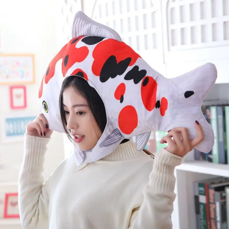 Креативный мультфильм милый Lucky carp форма шляпа взрослых детей Косплей Мягкие плюшевые игрушки головной убор кепки Необычные праздник подарок фото Pro