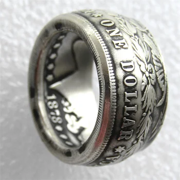 

Morgan Silver Dollar Coin Ring 'eagle' Silver Plated Handmade In Sizes 8-16