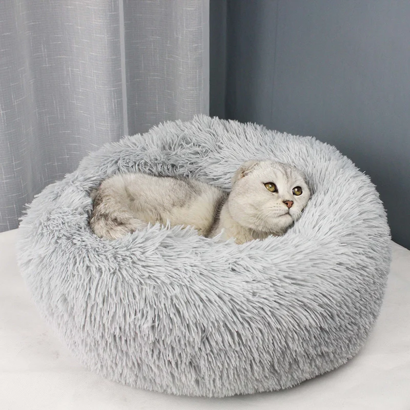Длинная плюшевая пушистая кровать для собаки питомник круглый флисовый лежак для кошки спальный мешок зимний теплый диван корзина для маленькой большой собаки супер Соф