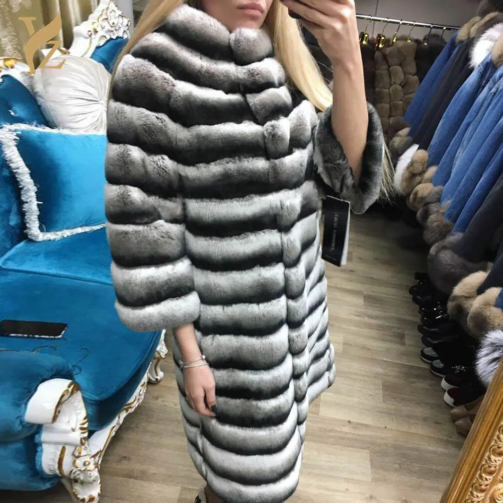 YZ. FURTURE из кролика шиншилла кролик рекс мех теплая зимняя высококачественная куртка из натуральной кожи Модная женская верхняя одежда
