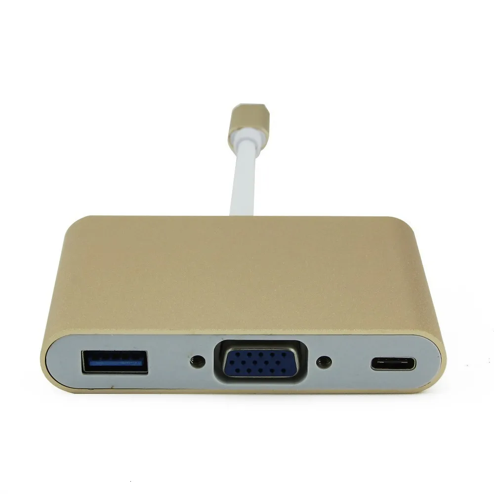 Адаптер USB C-VGA с портом зарядки типа C 3,1 из алюминиевого сплава USB 3,0 концентратор сплиттер конвертер для Macbook аксессуары