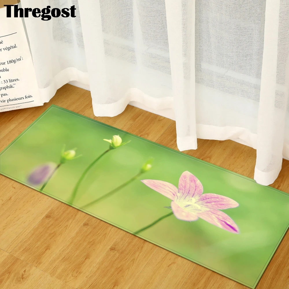 Thregost цветочный принт 3D коврики мягкие микрофибры Длинные коврики для прихожей Противоскользящий ковер машинная стирка коврик
