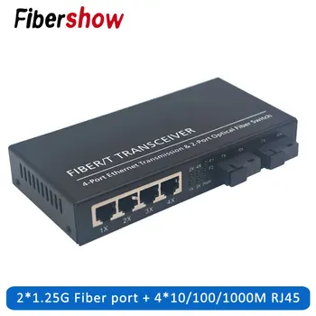 

Gigabit Ethernet switch Fiber Optical Media Converter 4 RJ45 2 UTP 10/100/1000M fiber Port