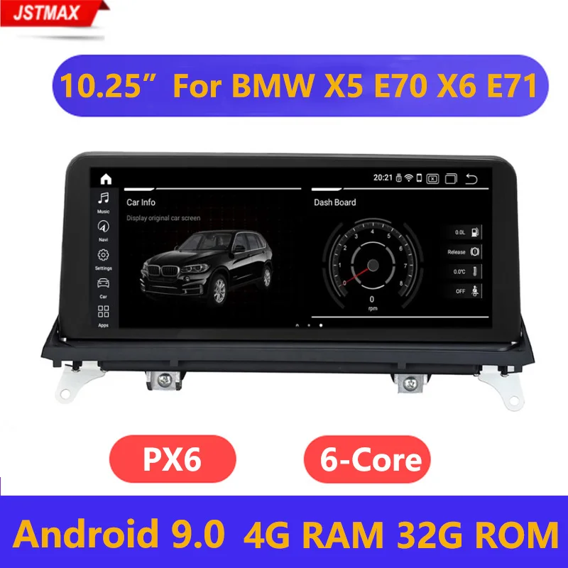 Мультимедийный экран 10 25 дюйма Android 9 0 4 + 32 ГБ для BMW X5 E70 X6 E71 2007-2013 | Автомобили и