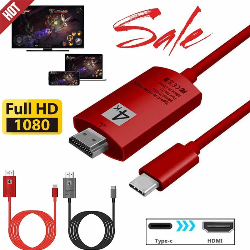 Кабель типа C к HDMI USB 3,1 type C Male к HDMI Male 4K кабель Macbook Chromebook