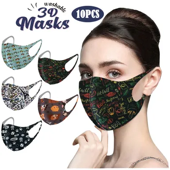 

10PCS Fashion Women Men Breathable Face Shield Reusable Cloth Face Shield Washable Mouth Mask Windproof Face Mask mondmaskers