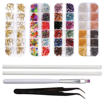 

Nail Art Decor Nail Rhinestone Irregular Beads for Manicure Nail Art 3D Decoration Point Drill Pen Set with Tweezers 8PCS